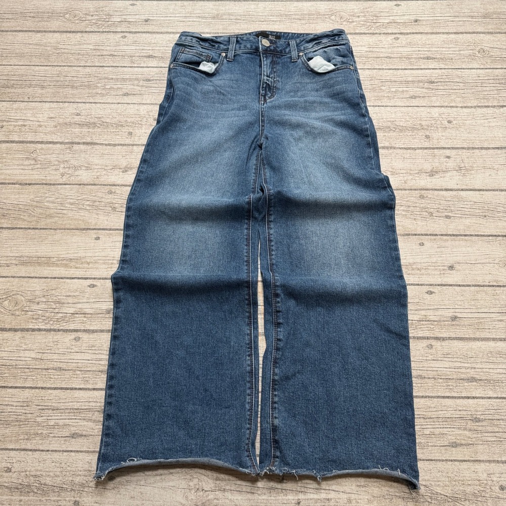 Y2K 1822 Denim Jeans Women's 10x30 Blue Denim Wide Leg Baggy Fit Cut Off Cotton